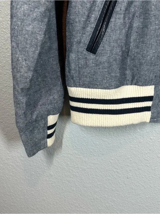 GOLDEN BEAR BY J.CREW Men’s Medium Grey Blue Bomber Jacket Raglan Sleeves - Picture 6 of 10